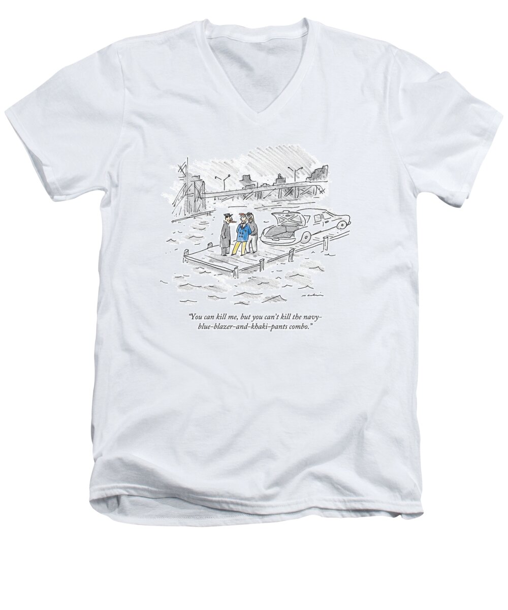 Mobsters Men's V-Neck T-Shirt featuring the drawing You Can Kill by Michael Maslin