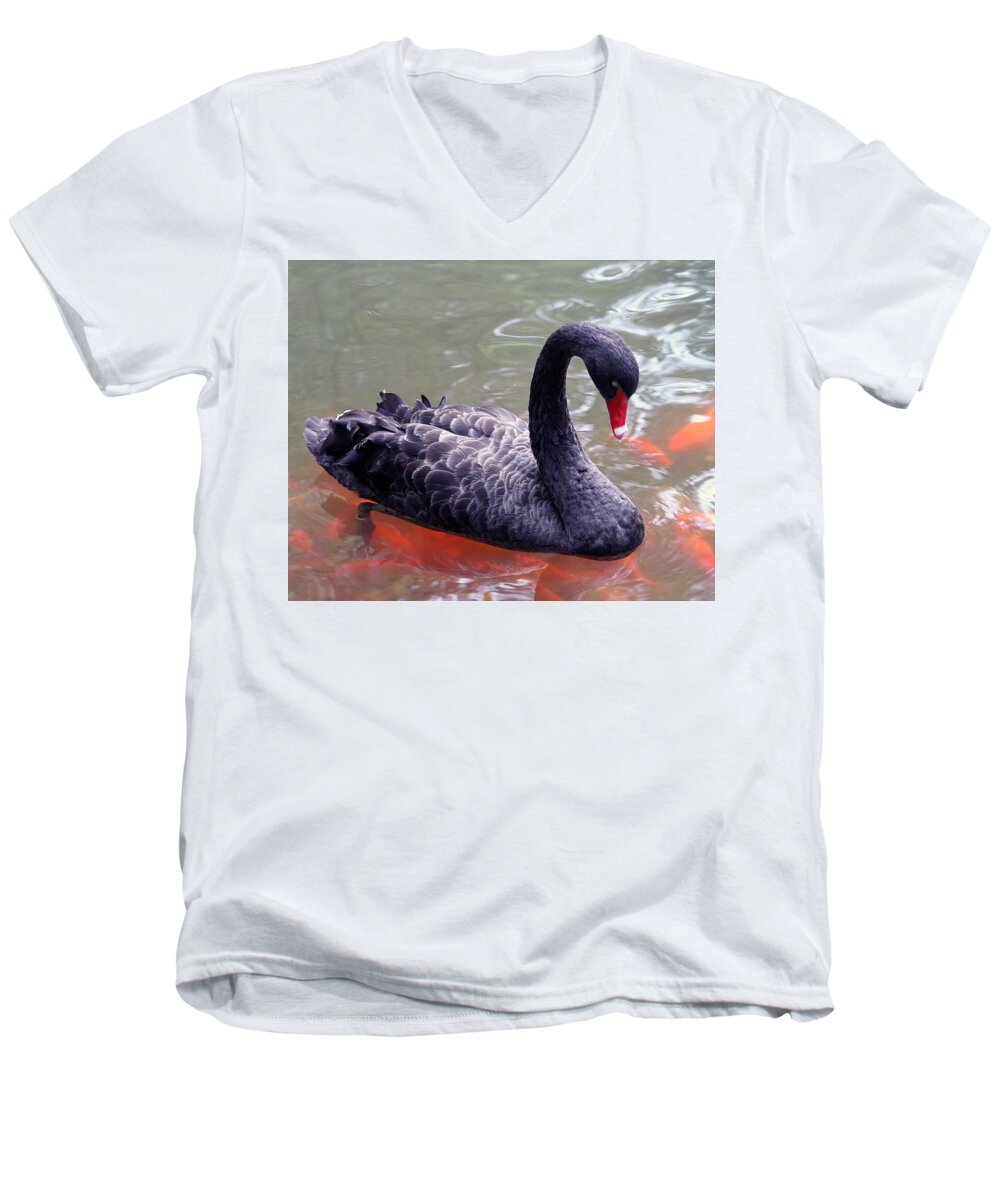 Swan Men's V-Neck T-Shirt featuring the photograph Strike a Pose by Rebecca Samler
