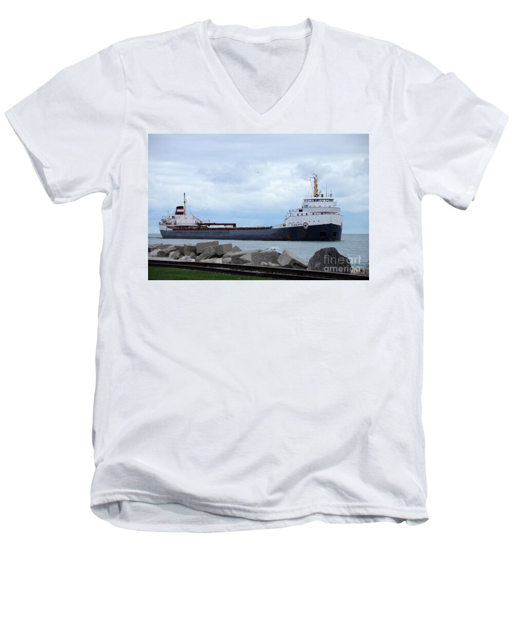 Ship Men's V-Neck T-Shirt featuring the photograph Algocape by Ronald Grogan