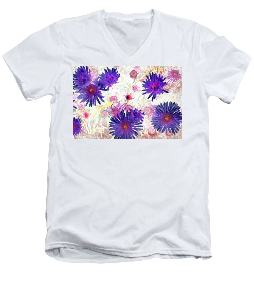 Altered Men's V-Neck T-Shirt featuring the photograph Altered Flower 7 by Andrew Hewett