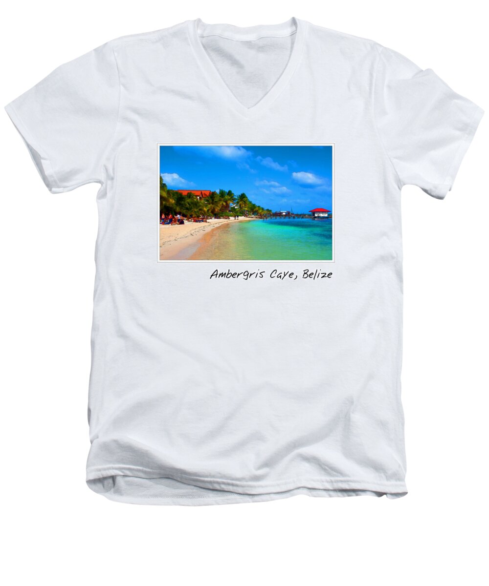 Ambergris Men's V-Neck T-Shirt featuring the photograph Ambergris Caye Belize by Brandon Bourdages
