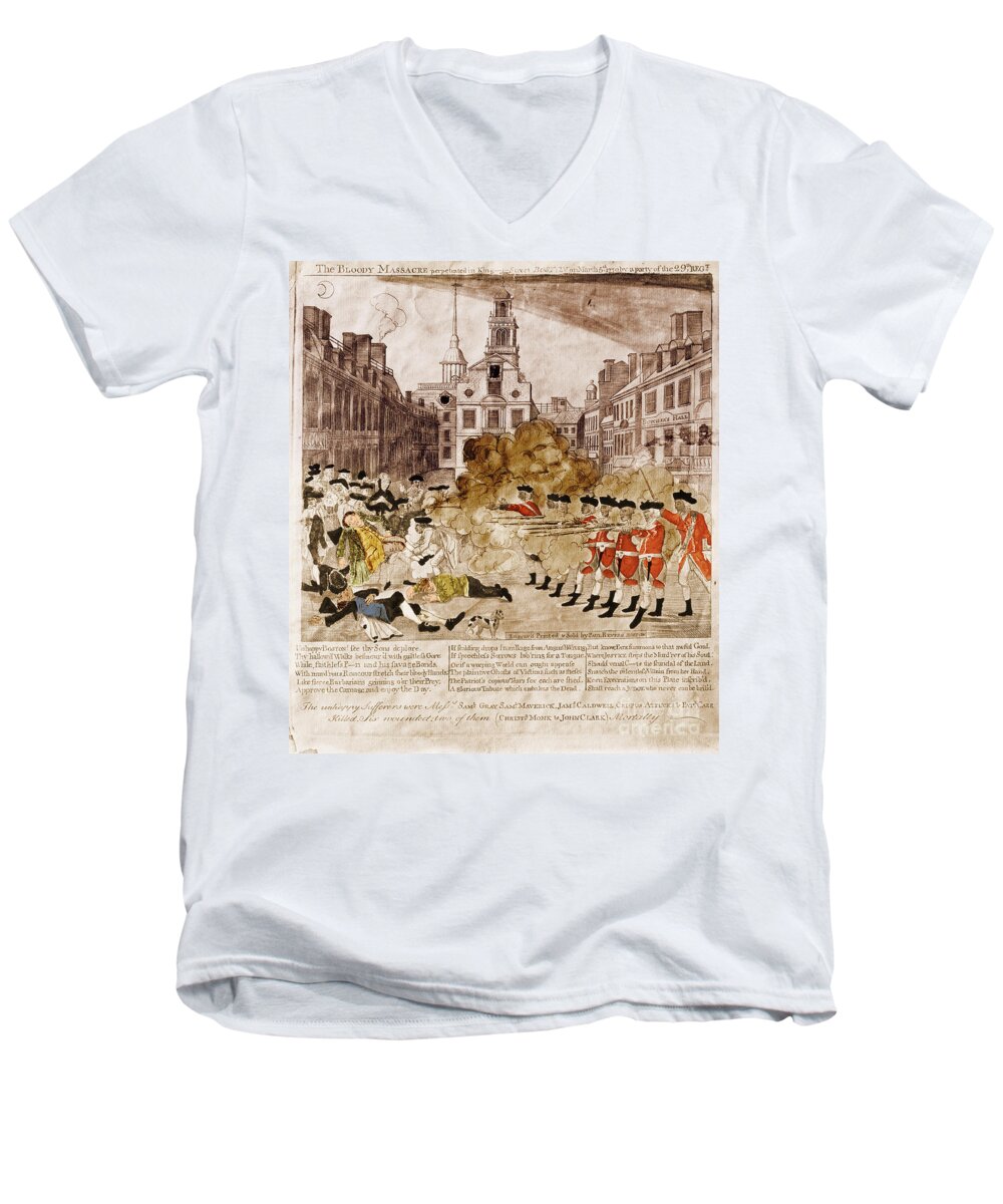 Paul Revere Men's V-Neck T-Shirt featuring the photograph Boston Massacre 1770 by Omikron