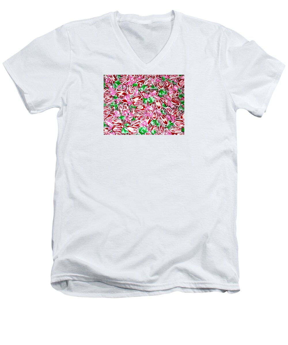 Candy Men's V-Neck T-Shirt featuring the photograph Candy is Dandy by Beth Saffer