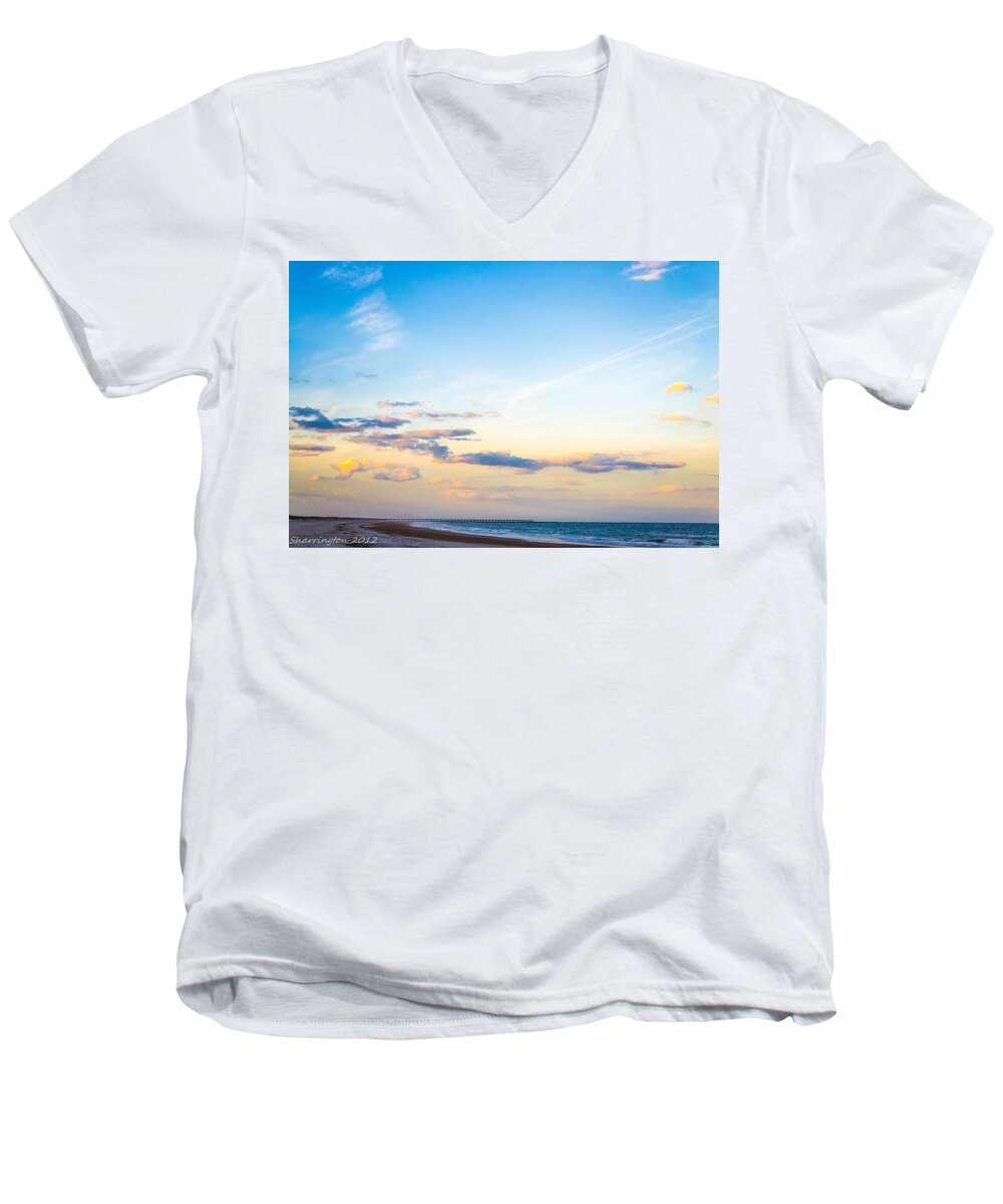 Landscape Men's V-Neck T-Shirt featuring the photograph Forte Clinch Pier by Shannon Harrington