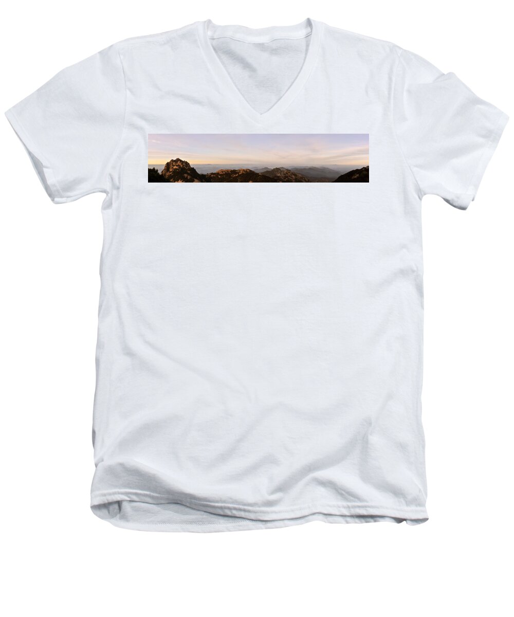China Men's V-Neck T-Shirt featuring the photograph Huangshan Sunrise Panorama 2 by Jason Chu