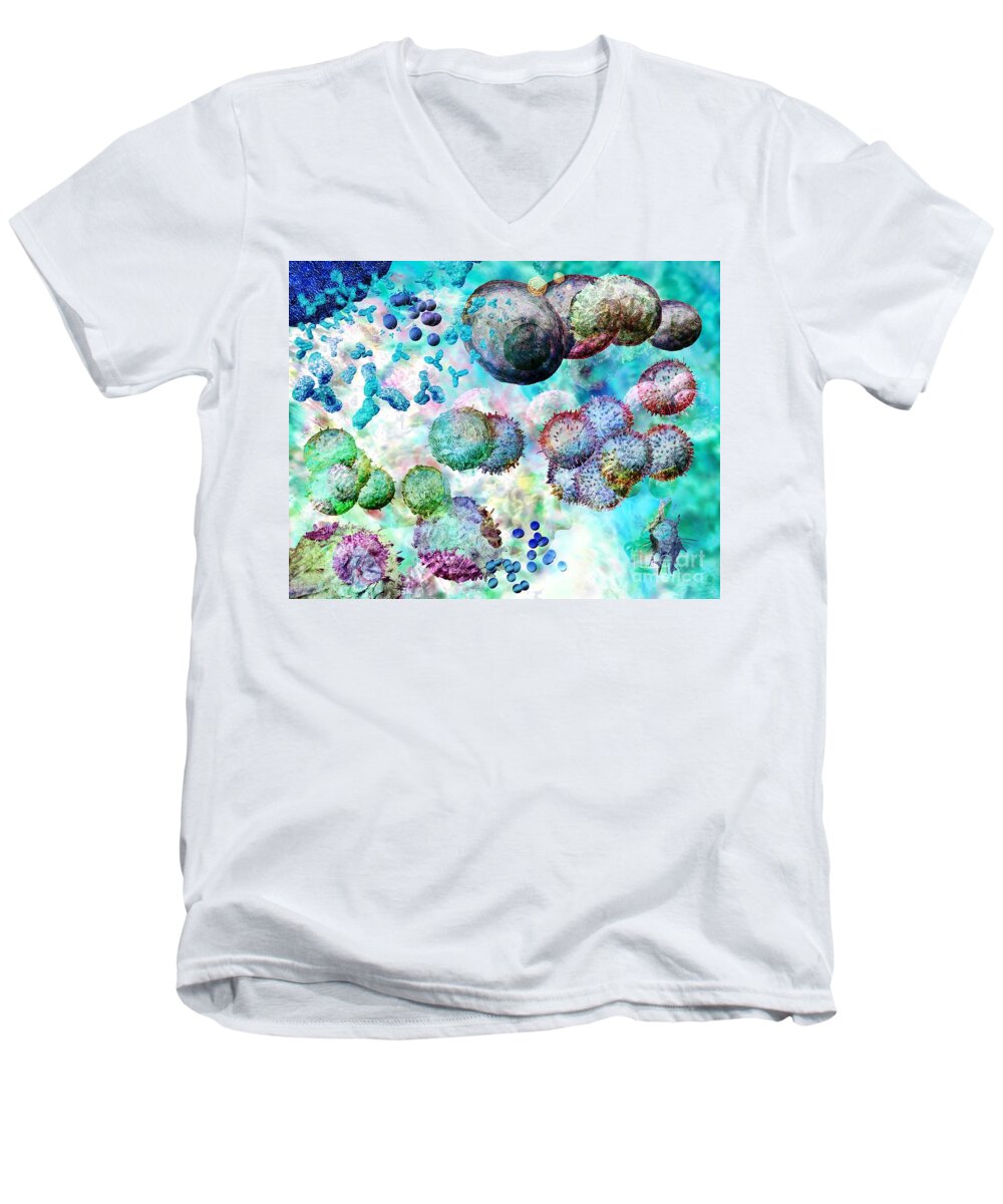 Acid Etch Men's V-Neck T-Shirt featuring the digital art Immune Dreaming 1 by Russell Kightley
