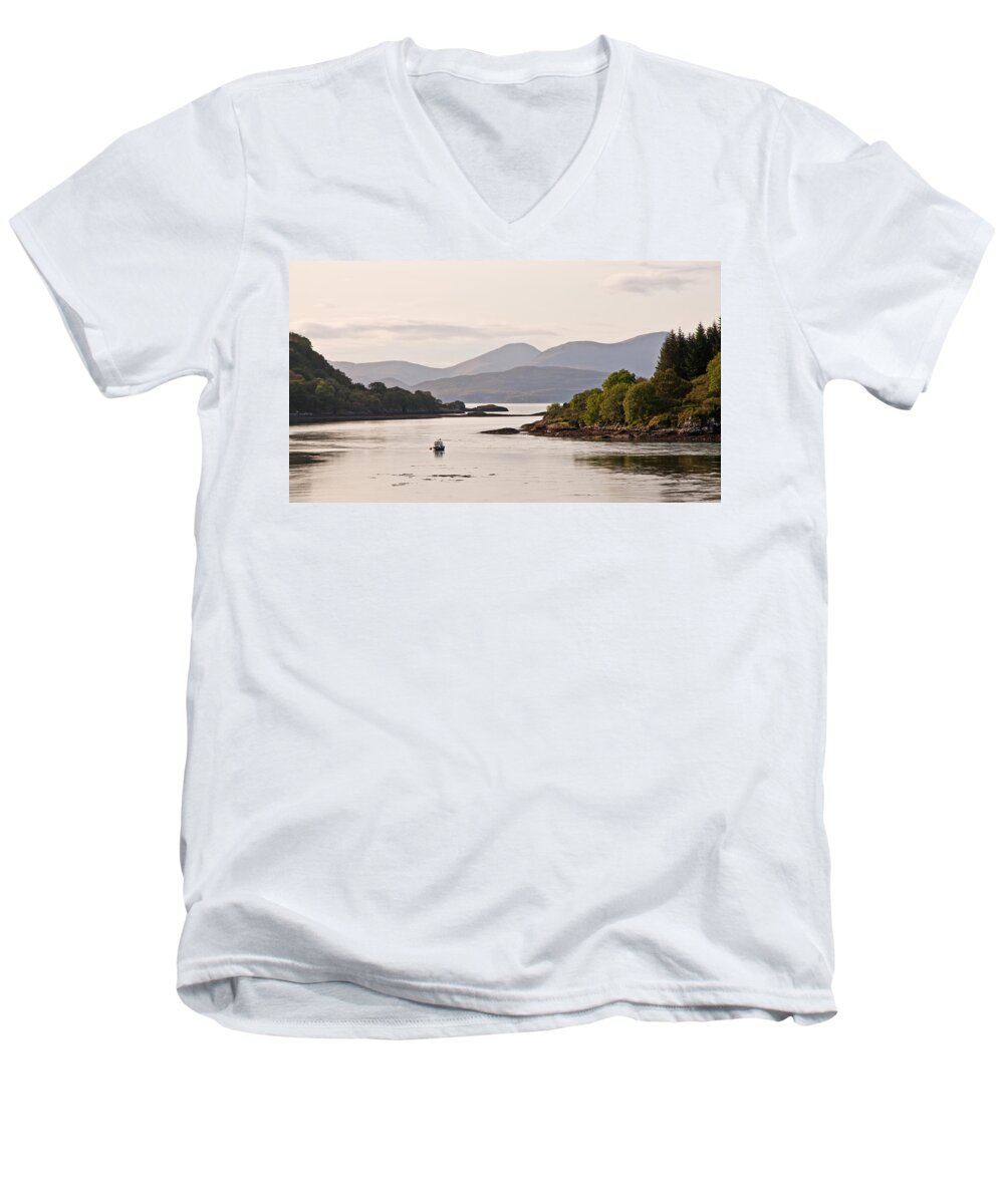 Isle Of Mull Men's V-Neck T-Shirt featuring the photograph Looking to the Isle of Mull by Chris Thaxter