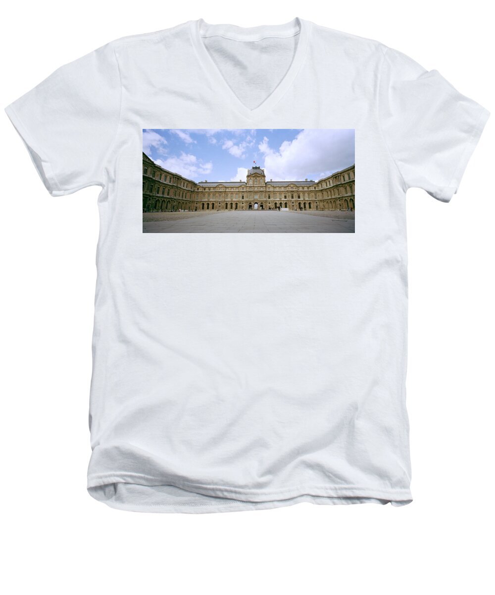 Paris Men's V-Neck T-Shirt featuring the photograph The Louvre by Shaun Higson