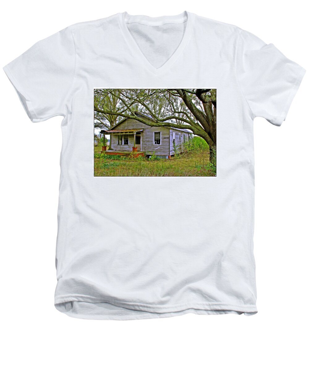 House Men's V-Neck T-Shirt featuring the photograph Old Gray House by Judi Bagwell