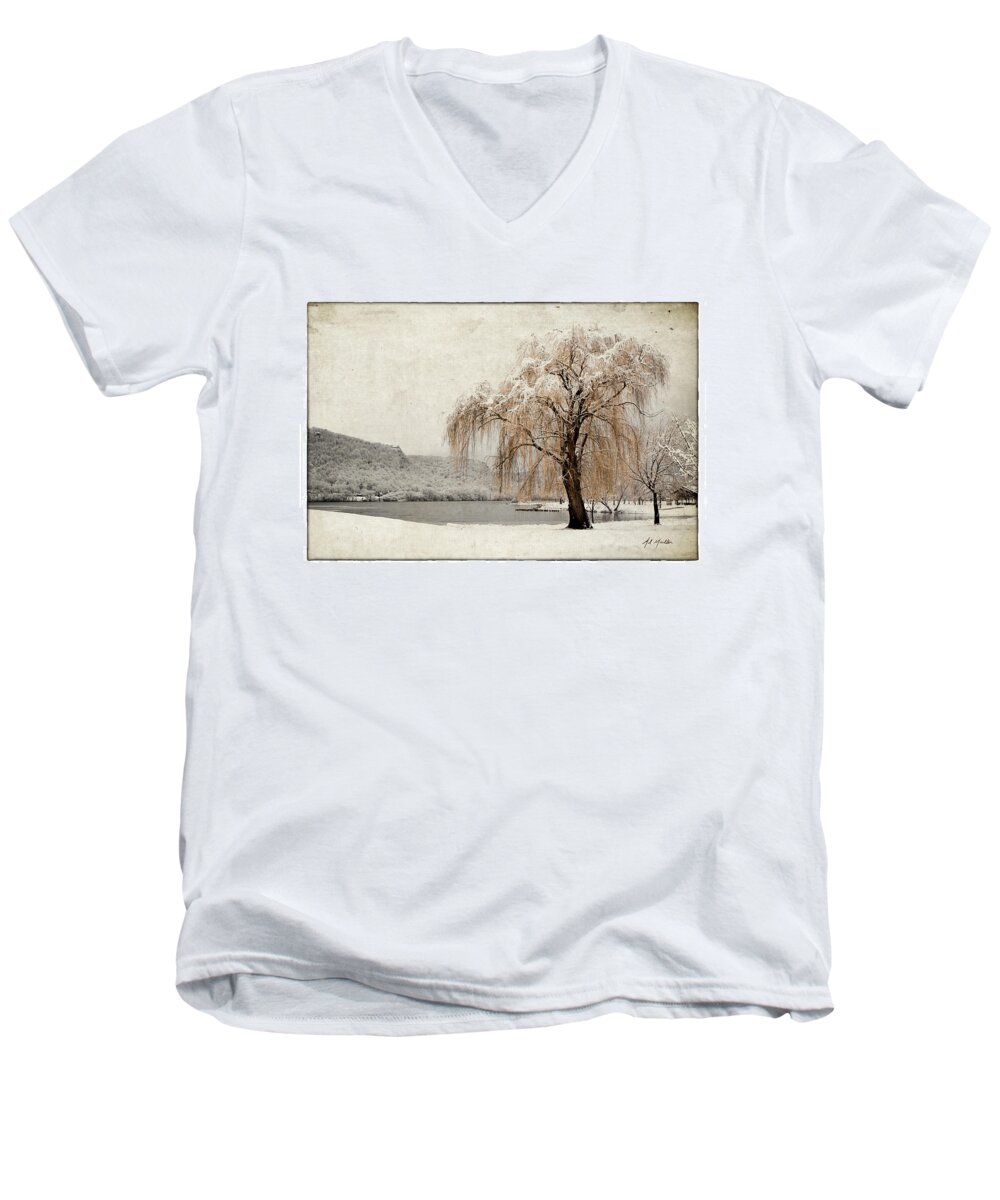 Tree Men's V-Neck T-Shirt featuring the photograph Snow Tree 1 by Al Mueller