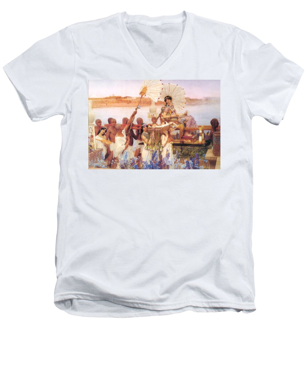 Sir Lawrence Alma Tameda Men's V-Neck T-Shirt featuring the painting The Finding Of Moses by Sumit Mehndiratta