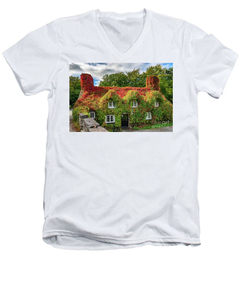 Tea Shop Men's V-Neck T-Shirt featuring the photograph Autumn Tea House #1 by Adrian Evans