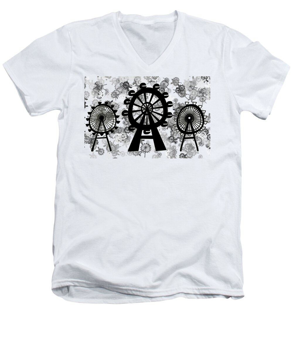 Eye Men's V-Neck T-Shirt featuring the digital art Ferris Wheel - London Eye #1 by Michal Boubin