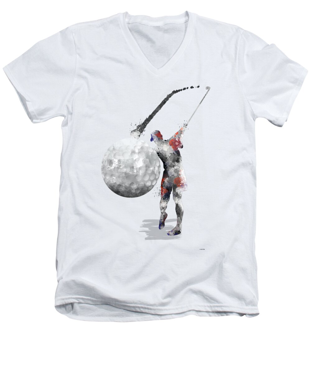 Golf Player Men's V-Neck T-Shirt featuring the digital art Golf Player #1 by Marlene Watson