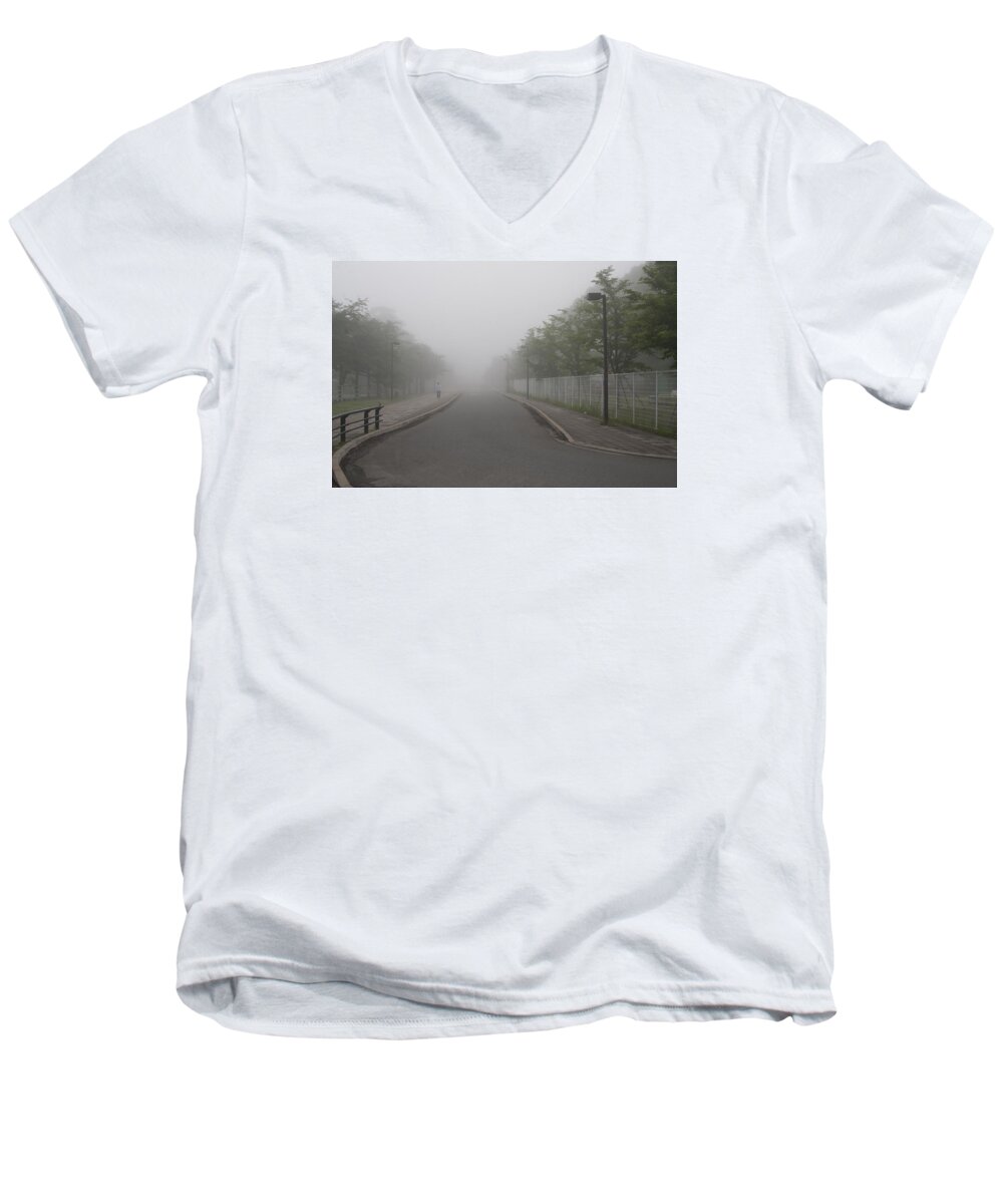 Morning Men's V-Neck T-Shirt featuring the photograph Morning Walk #1 by Masami Iida