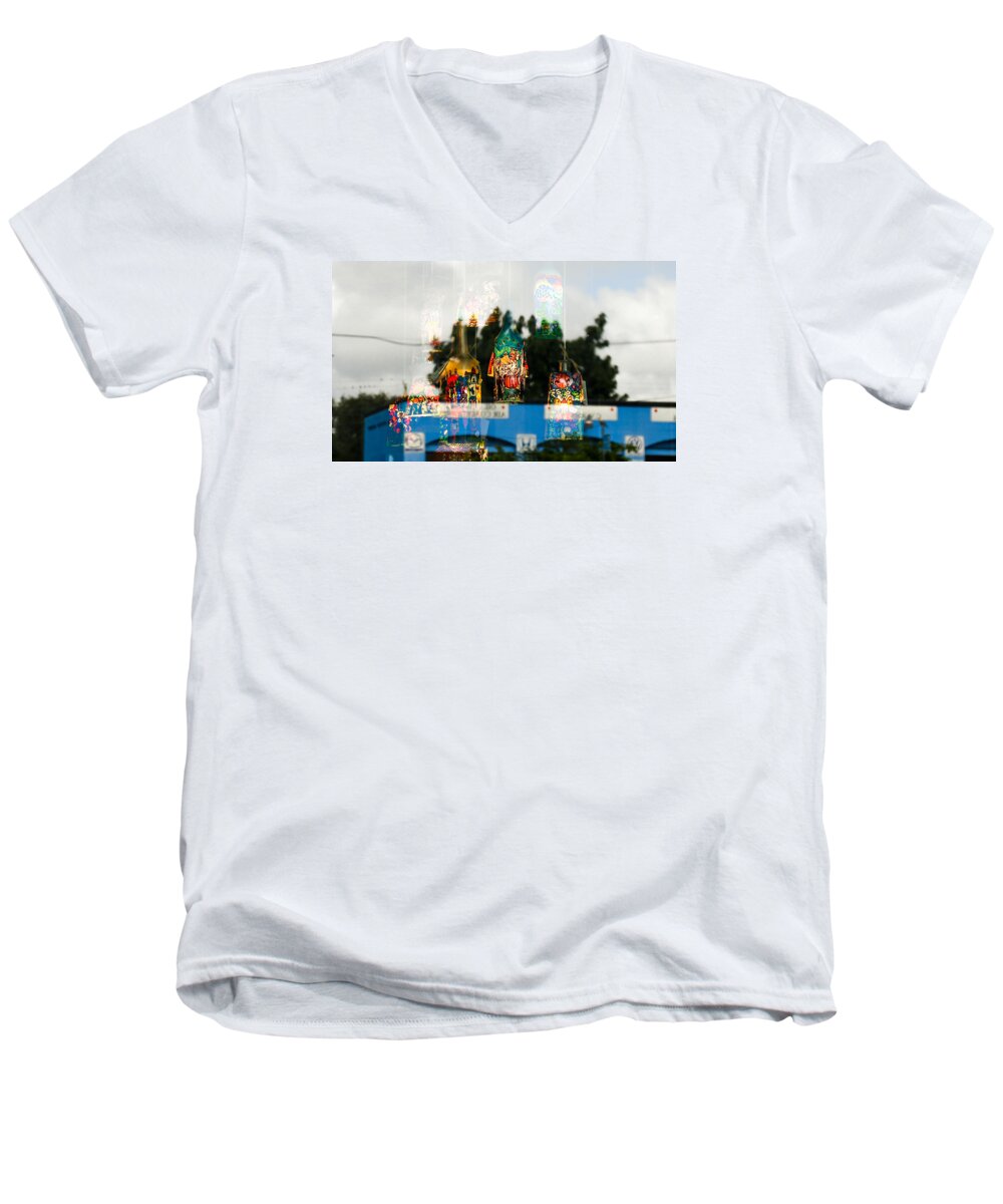 Reflection Men's V-Neck T-Shirt featuring the photograph Reflection Lights #1 by Dart Humeston
