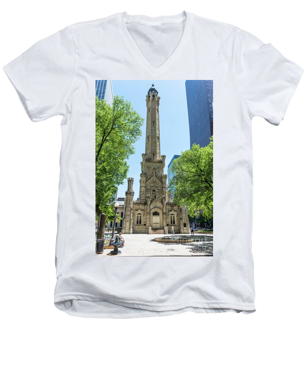 806 North Michigan Avenue Men's V-Neck T-Shirt featuring the photograph The Water Tower #2 by David Levin