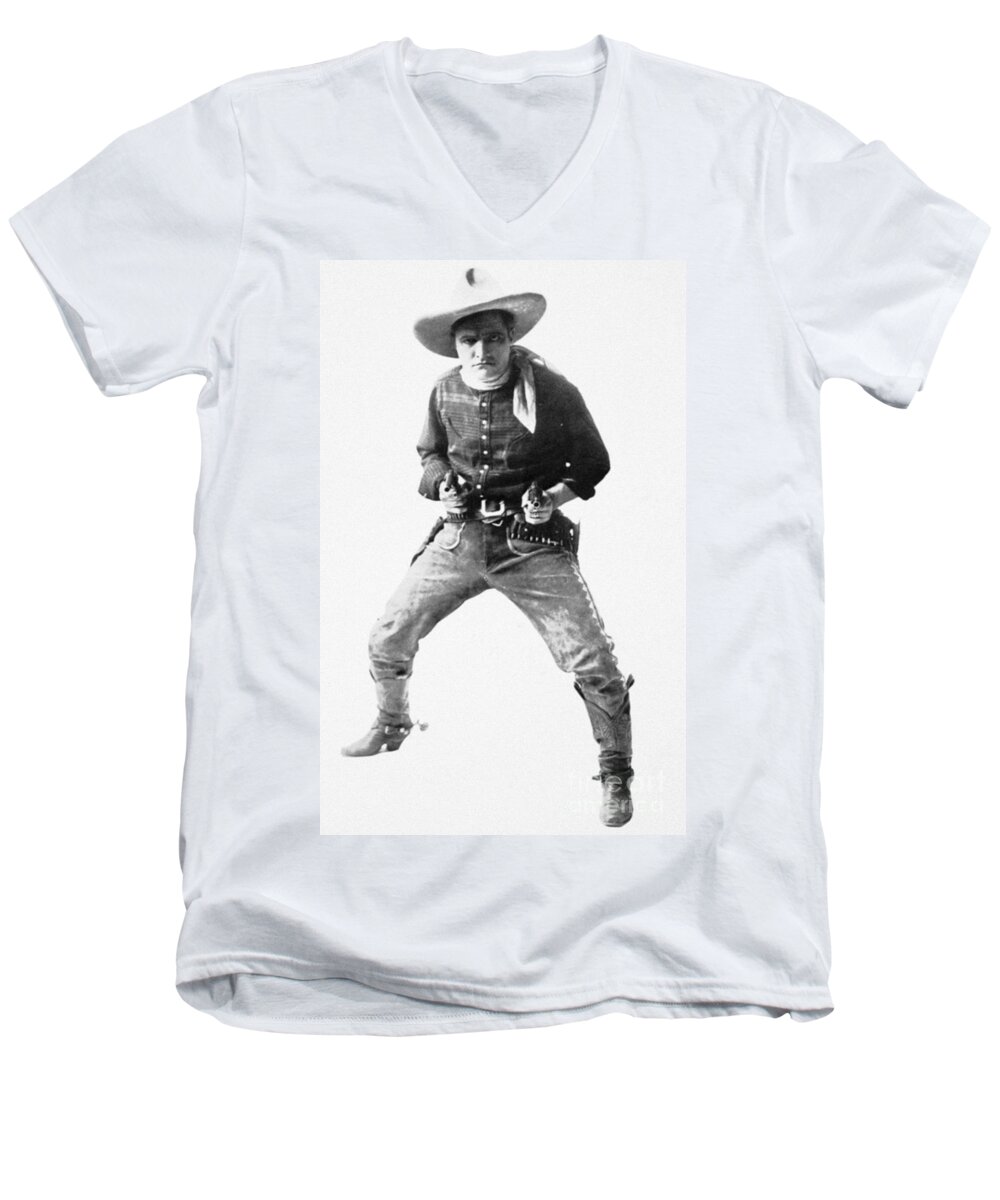 1919 Men's V-Neck T-Shirt featuring the photograph Tom Mix (1880-1944) #1 by Granger
