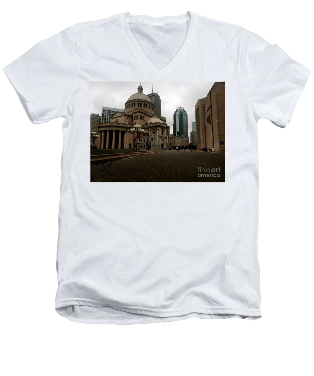 Prudential Center Men's V-Neck T-Shirt featuring the photograph 111 Huntington Ave by KD Johnson