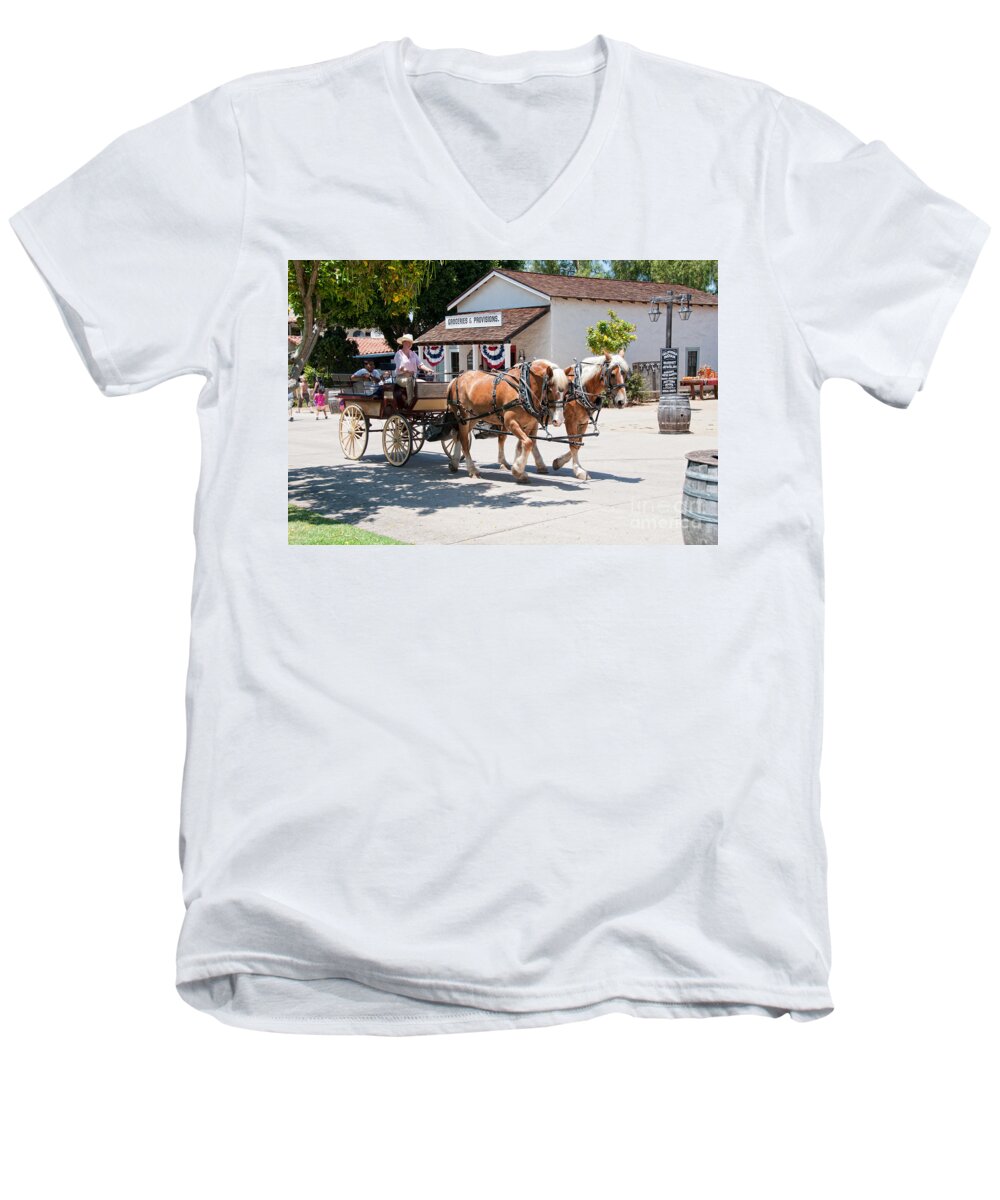 Animals Men's V-Neck T-Shirt featuring the digital art Old Town San Diego #19 by Carol Ailles