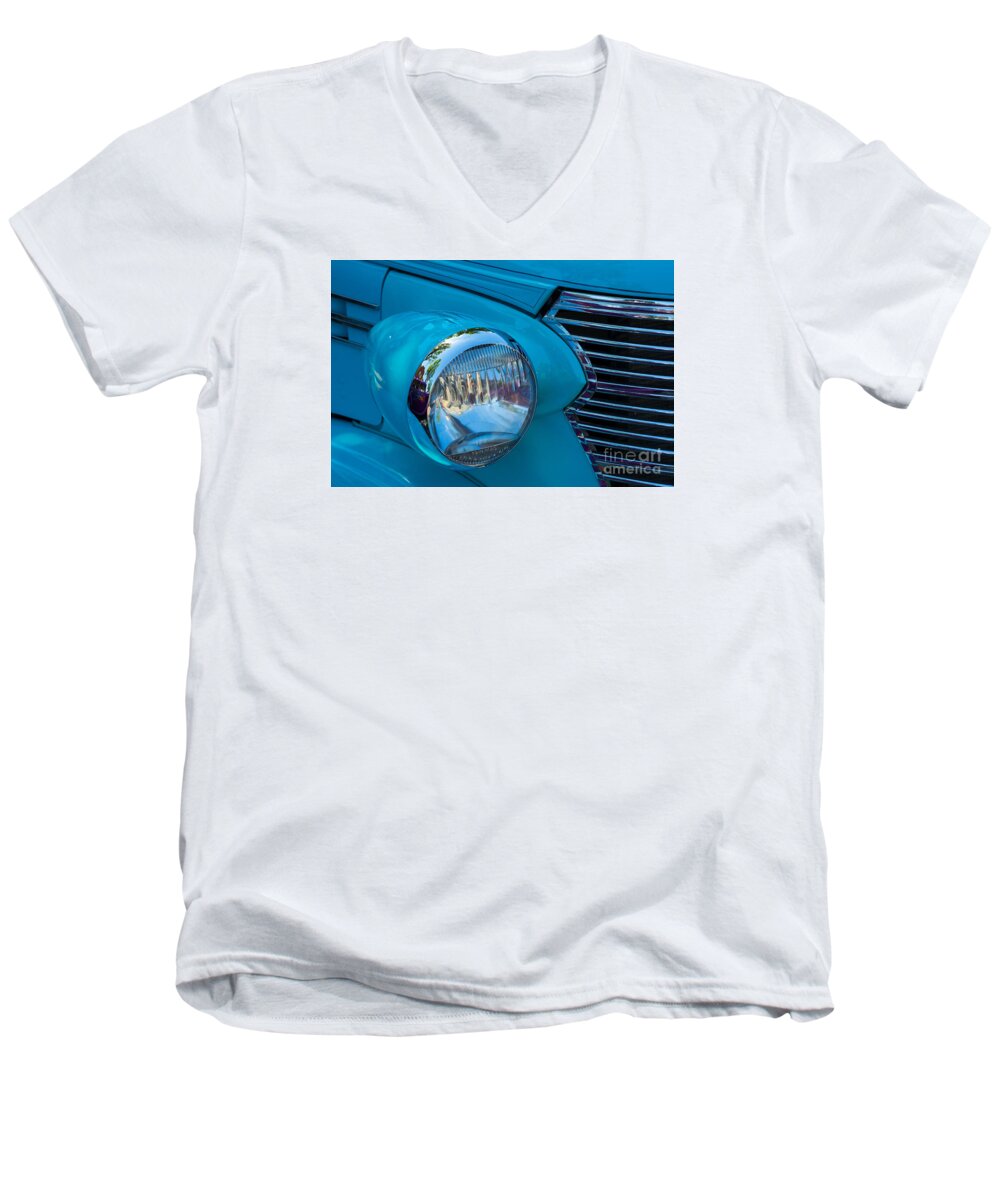 Images Men's V-Neck T-Shirt featuring the photograph 1936 Chevy Coupe Headlight and Grill by Rick Bures