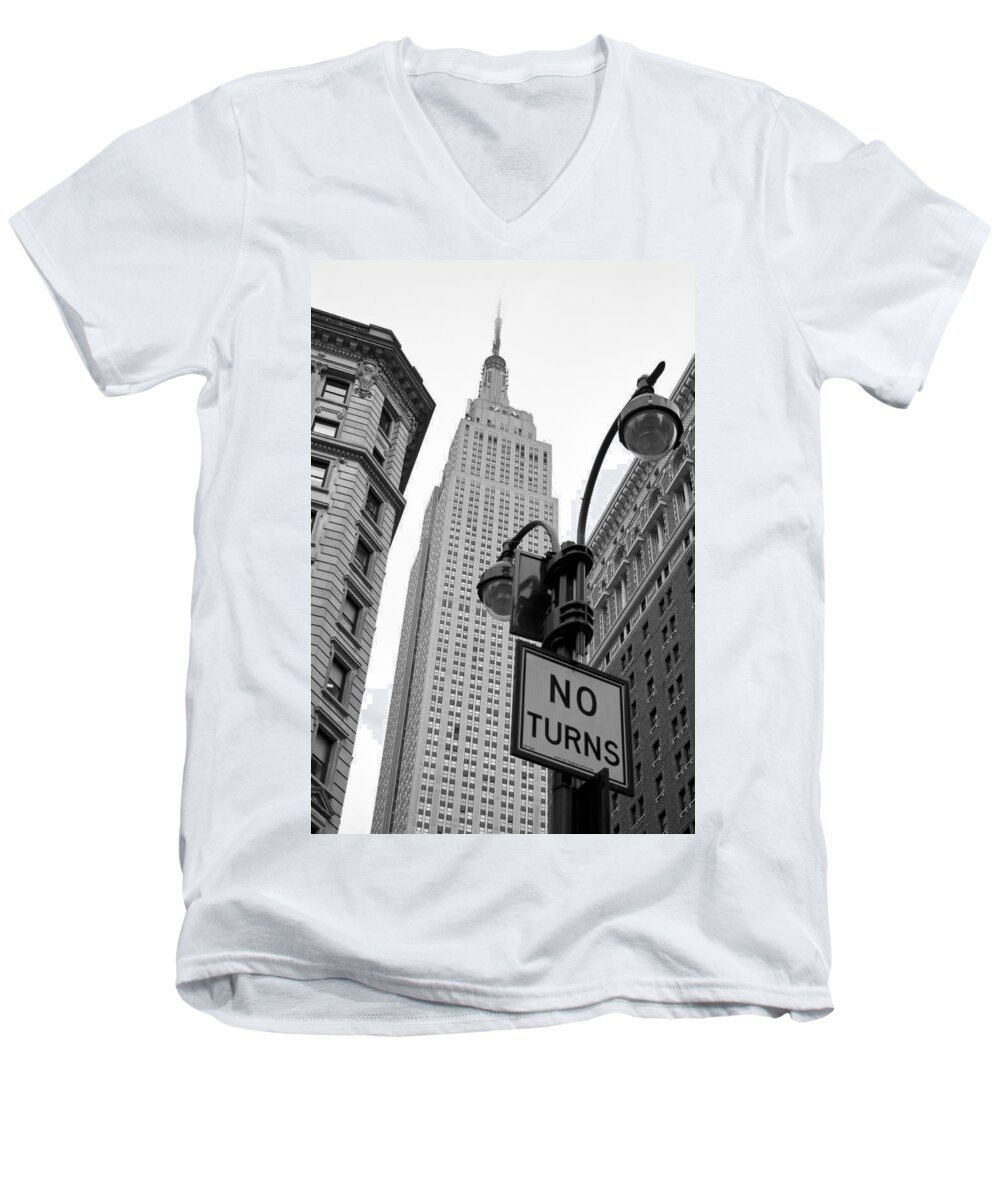 New York City Men's V-Neck T-Shirt featuring the photograph Empire State Building #2 by Michael Dorn