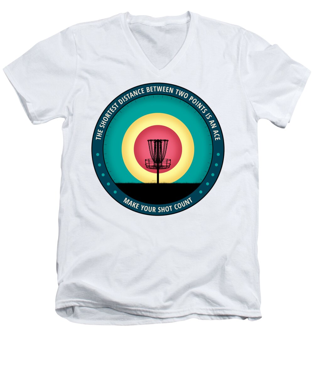 Disc Golf Men's V-Neck T-Shirt featuring the digital art Make Your Shot Count #2 by Phil Perkins