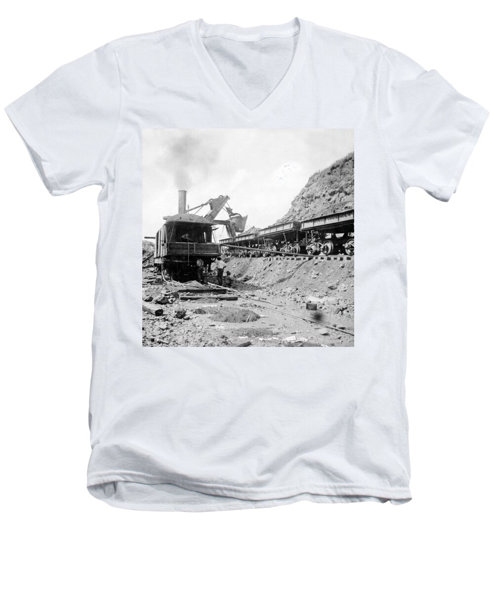 panama Canal Men's V-Neck T-Shirt featuring the photograph Panama Canal - Construction - c 1910 #2 by International Images