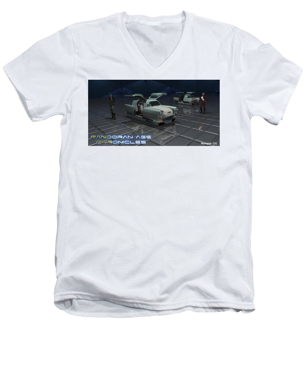Sci Fi Men's V-Neck T-Shirt featuring the digital art Sci Fi #2 by Super Lovely