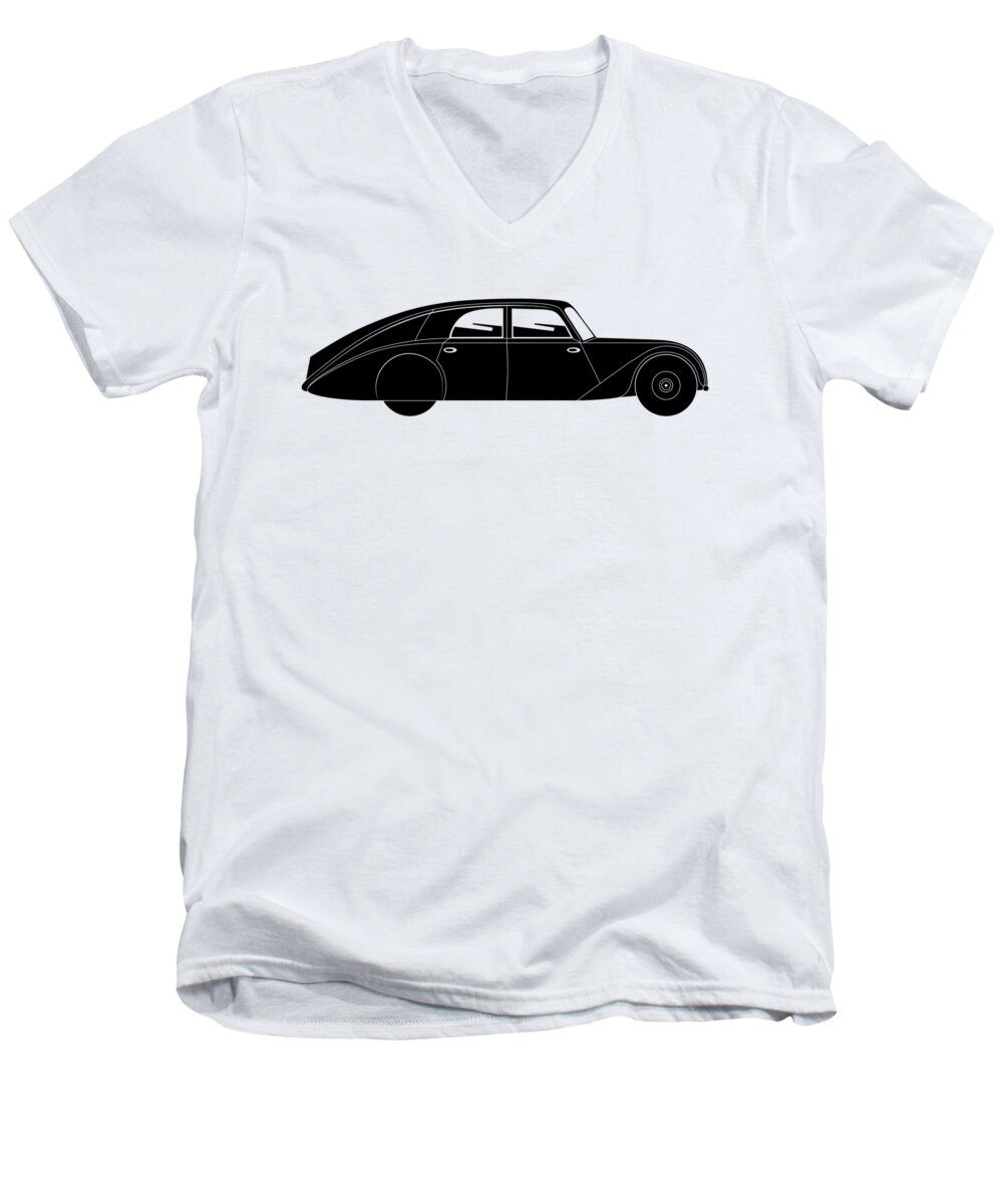Auto Men's V-Neck T-Shirt featuring the digital art Sedan - vintage model of car #3 by Michal Boubin