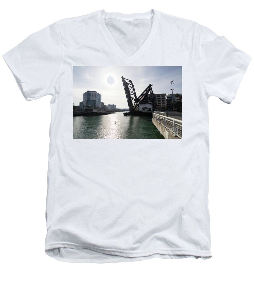 Wingsdomain Men's V-Neck T-Shirt featuring the photograph 3rd Street Bridge Lefty O'Doul Bridge San Francisco DSC5778 by San Francisco