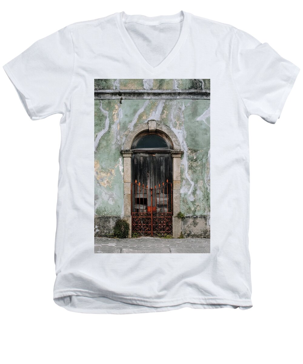 Weathered Door Men's V-Neck T-Shirt featuring the photograph Door With No Number #4 by Marco Oliveira