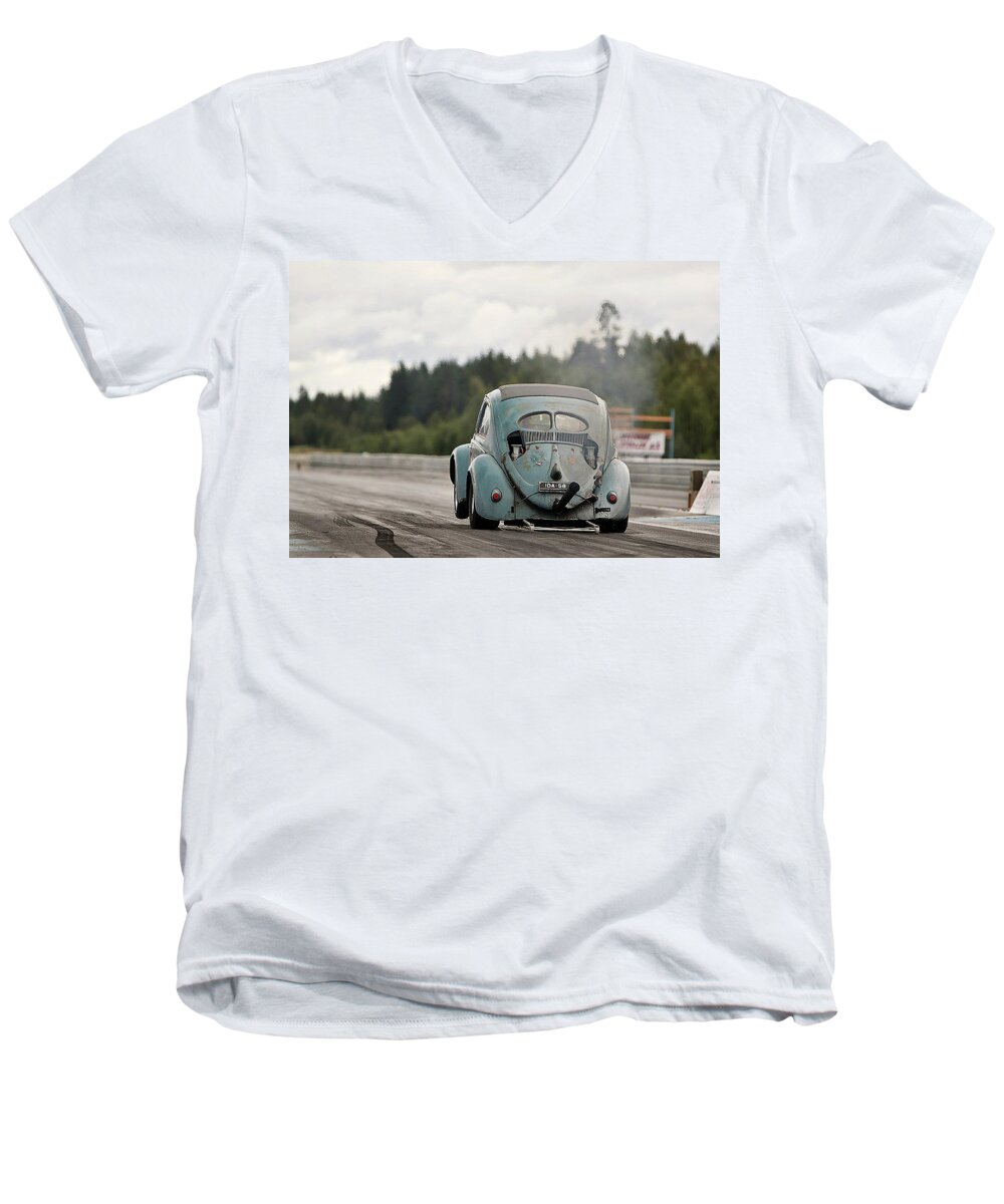 Drag Racing Men's V-Neck T-Shirt featuring the photograph Drag Racing #4 by Jackie Russo