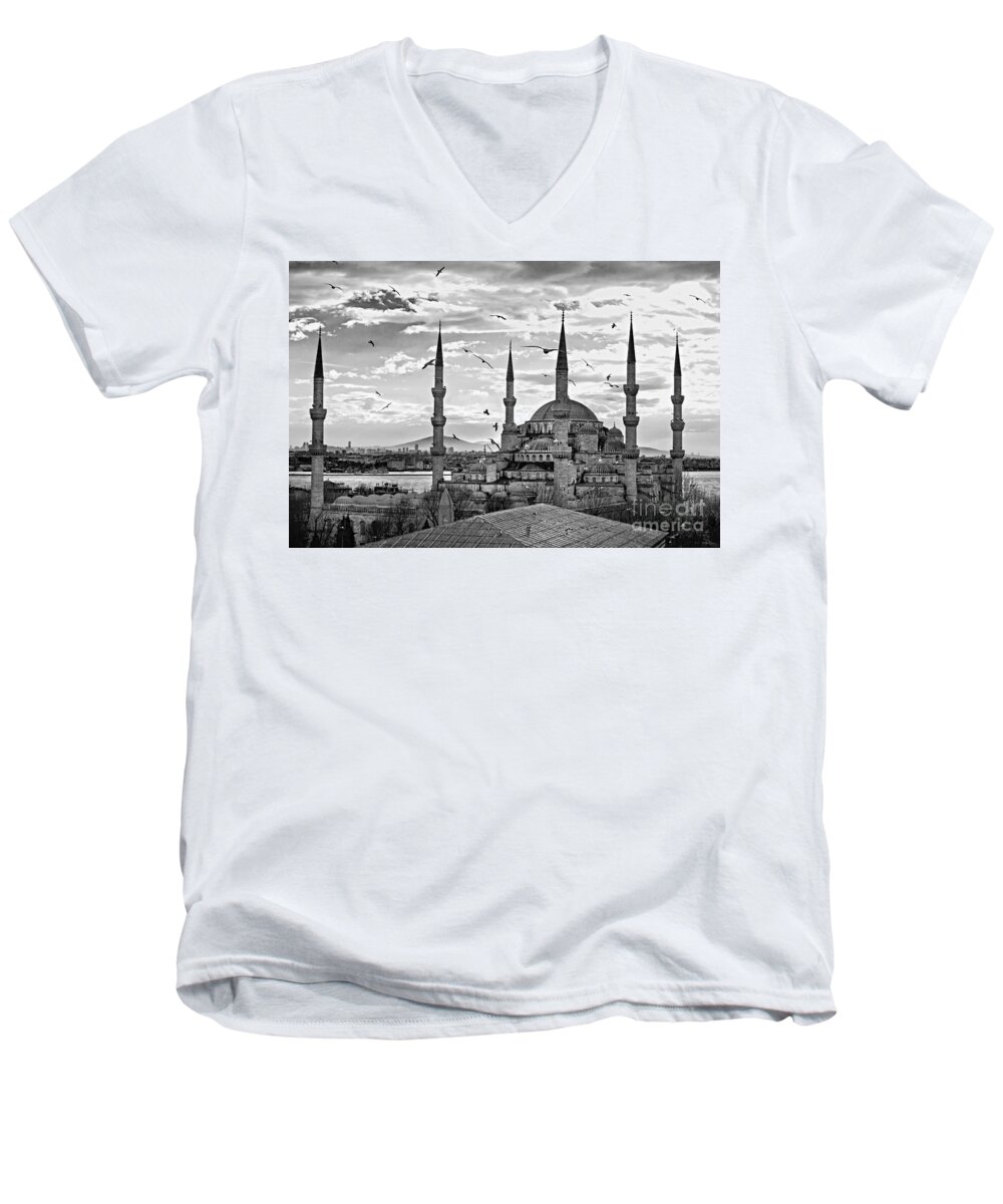 Arabic Men's V-Neck T-Shirt featuring the photograph The Blue Mosque - Istanbul #4 by Luciano Mortula