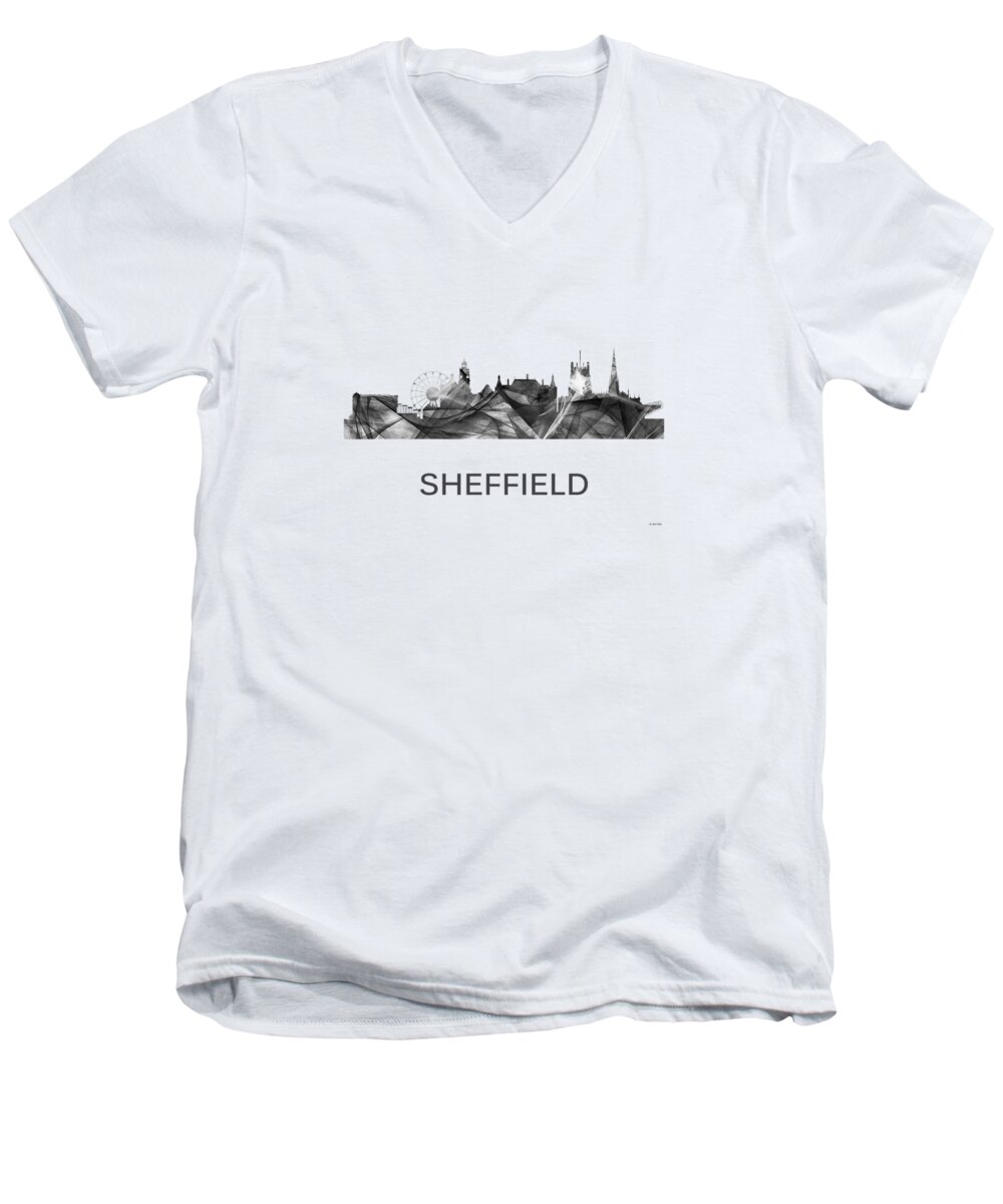 Sheffield England Skyline Men's V-Neck T-Shirt featuring the digital art Sheffield England Skyline #5 by Marlene Watson