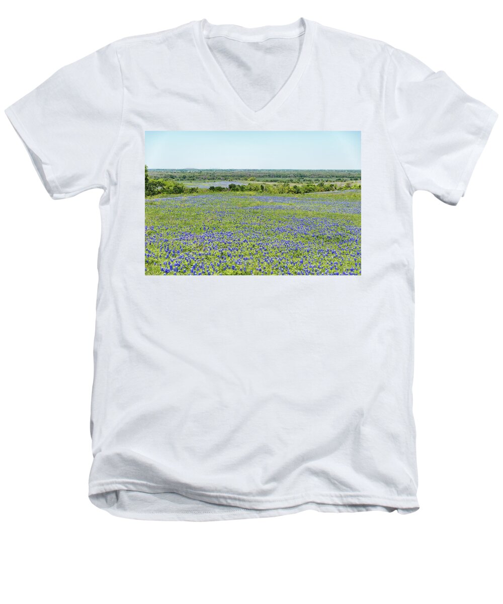 Texas Wildflowers Men's V-Neck T-Shirt featuring the photograph Texas Bluebonnets 10 by Victor Culpepper