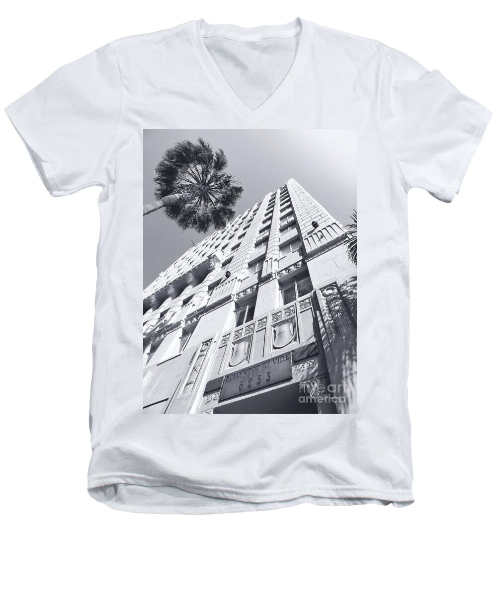 Hollywood And Vine Street Men's V-Neck T-Shirt featuring the photograph 6253 Hollywood at Vine by Jennie Breeze