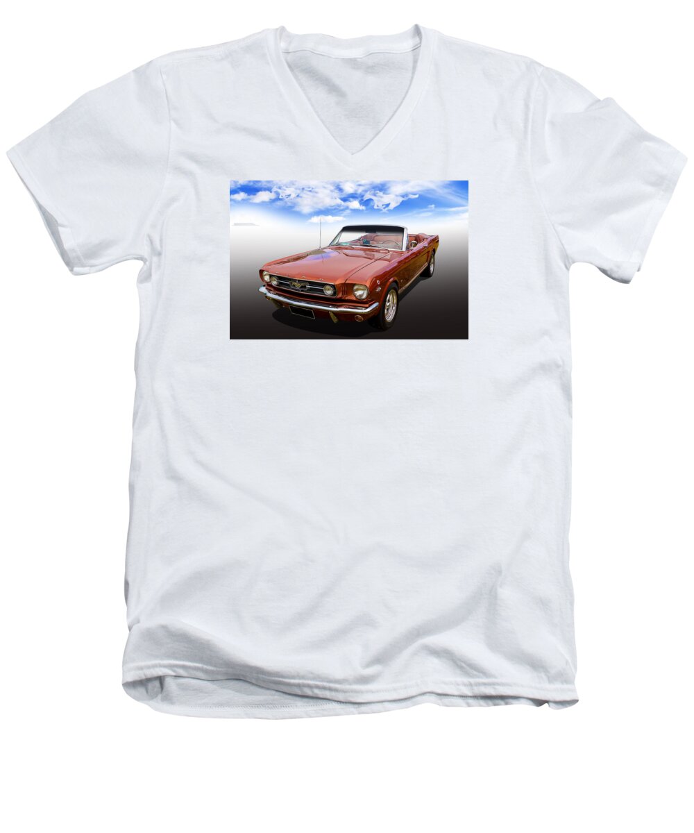 Car Men's V-Neck T-Shirt featuring the photograph 65 Mustang by Keith Hawley