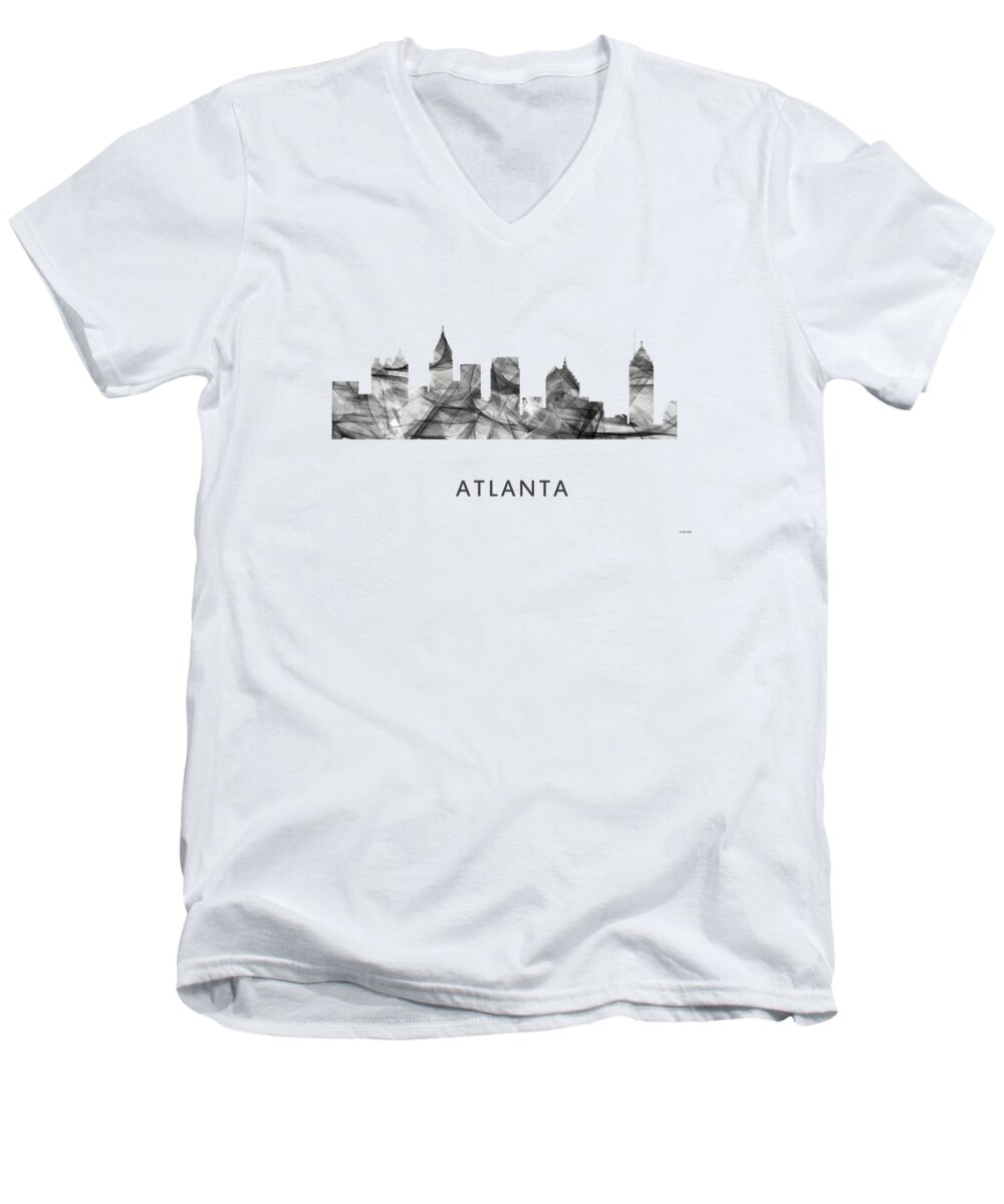 Atlanta Georgia Skyline Men's V-Neck T-Shirt featuring the digital art Atlanta Georgia Skyline #8 by Marlene Watson