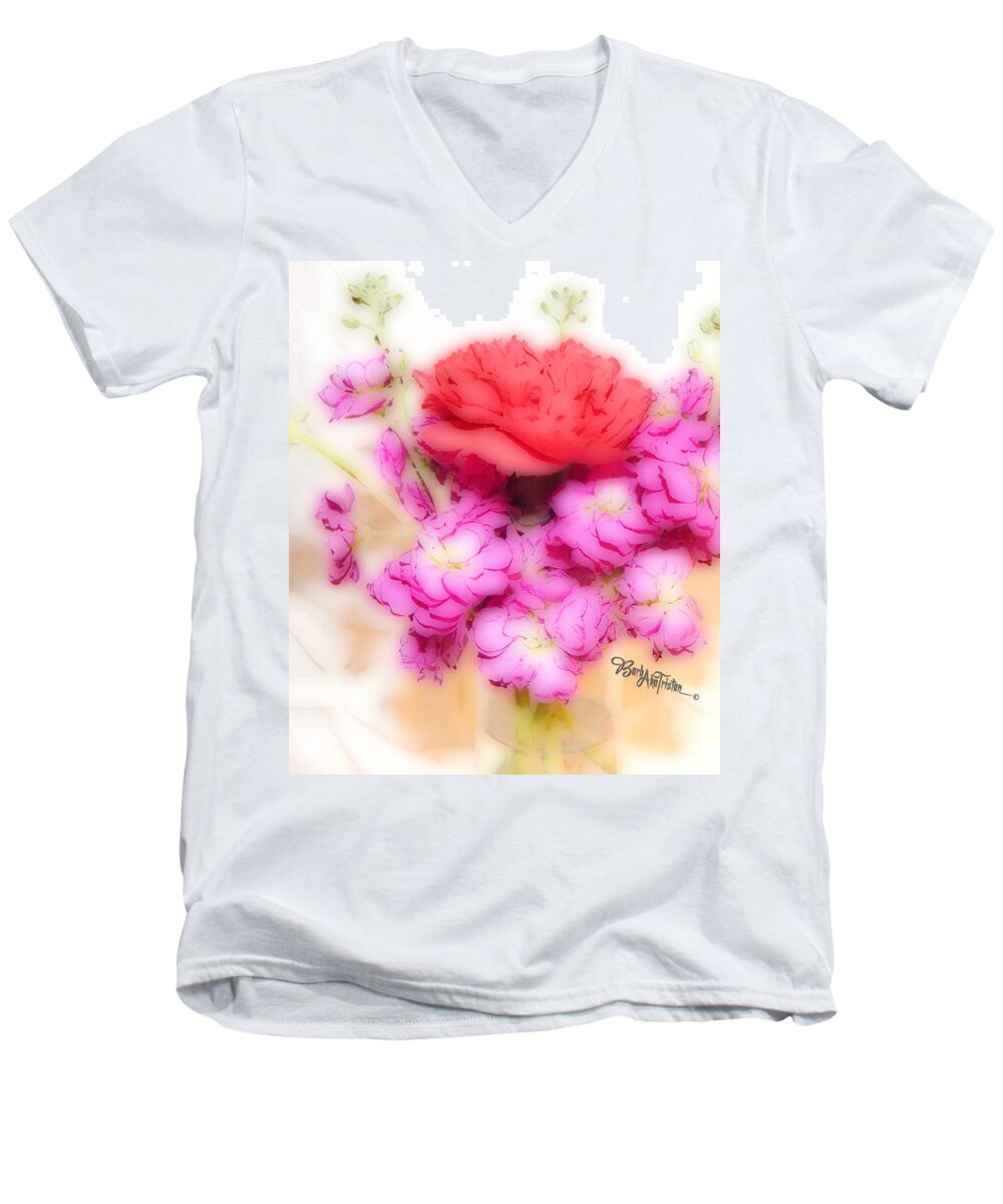 Art Men's V-Neck T-Shirt featuring the photograph #8742 Soft Flowers #8742 by Barbara Tristan