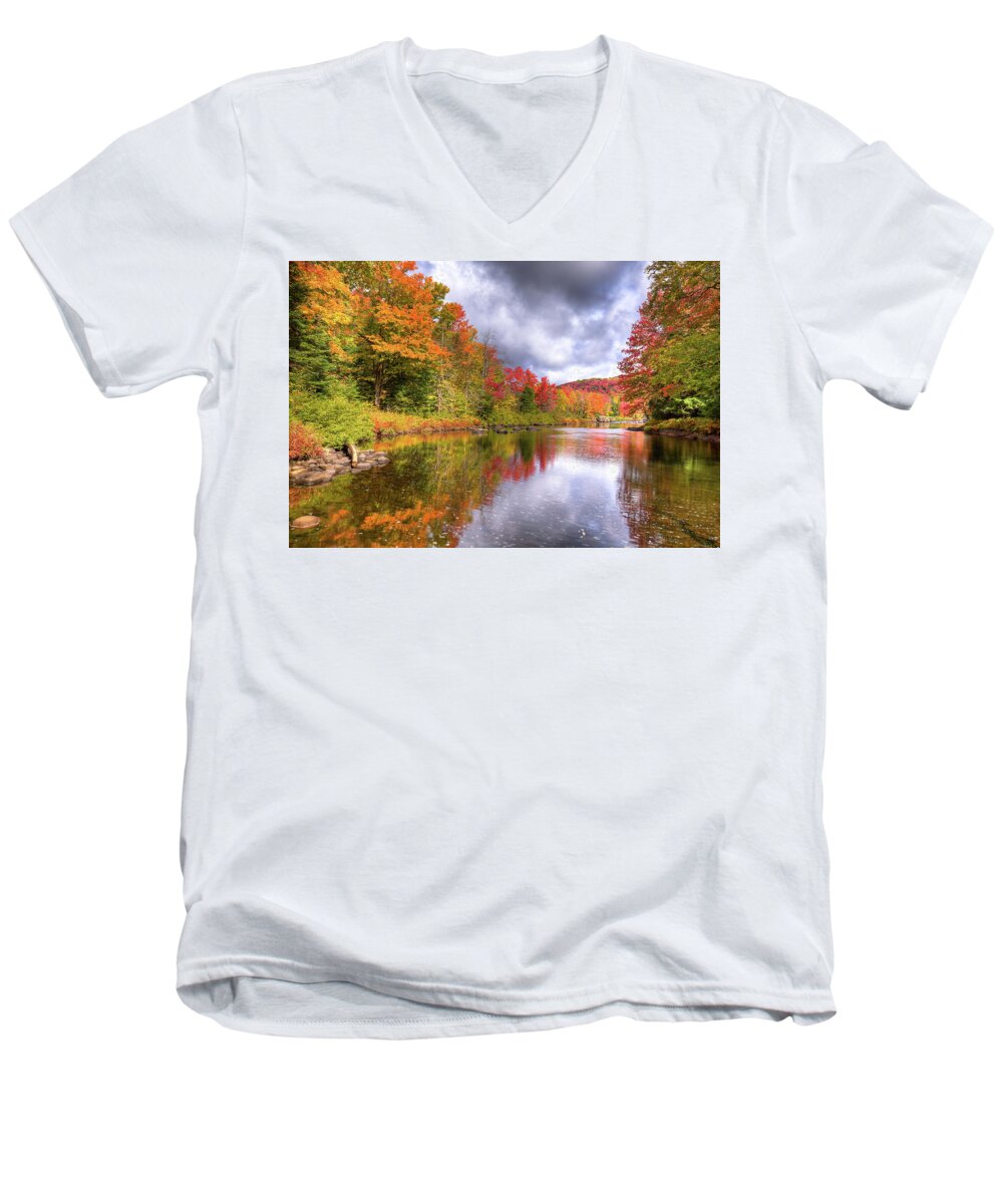 Landscapes Men's V-Neck T-Shirt featuring the photograph A Cloudy Autumn Day by David Patterson