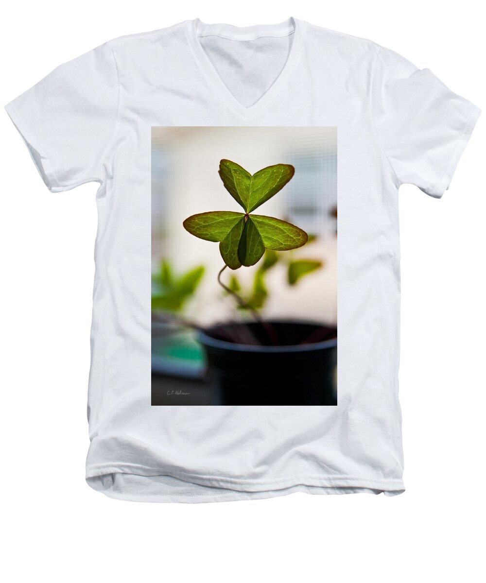 Clover Men's V-Neck T-Shirt featuring the photograph A Piece Of Luck by Christopher Holmes