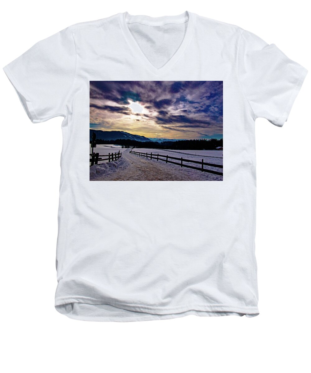 Tim Dussault Men's V-Neck T-Shirt featuring the photograph A Road to the Future by Tim Dussault