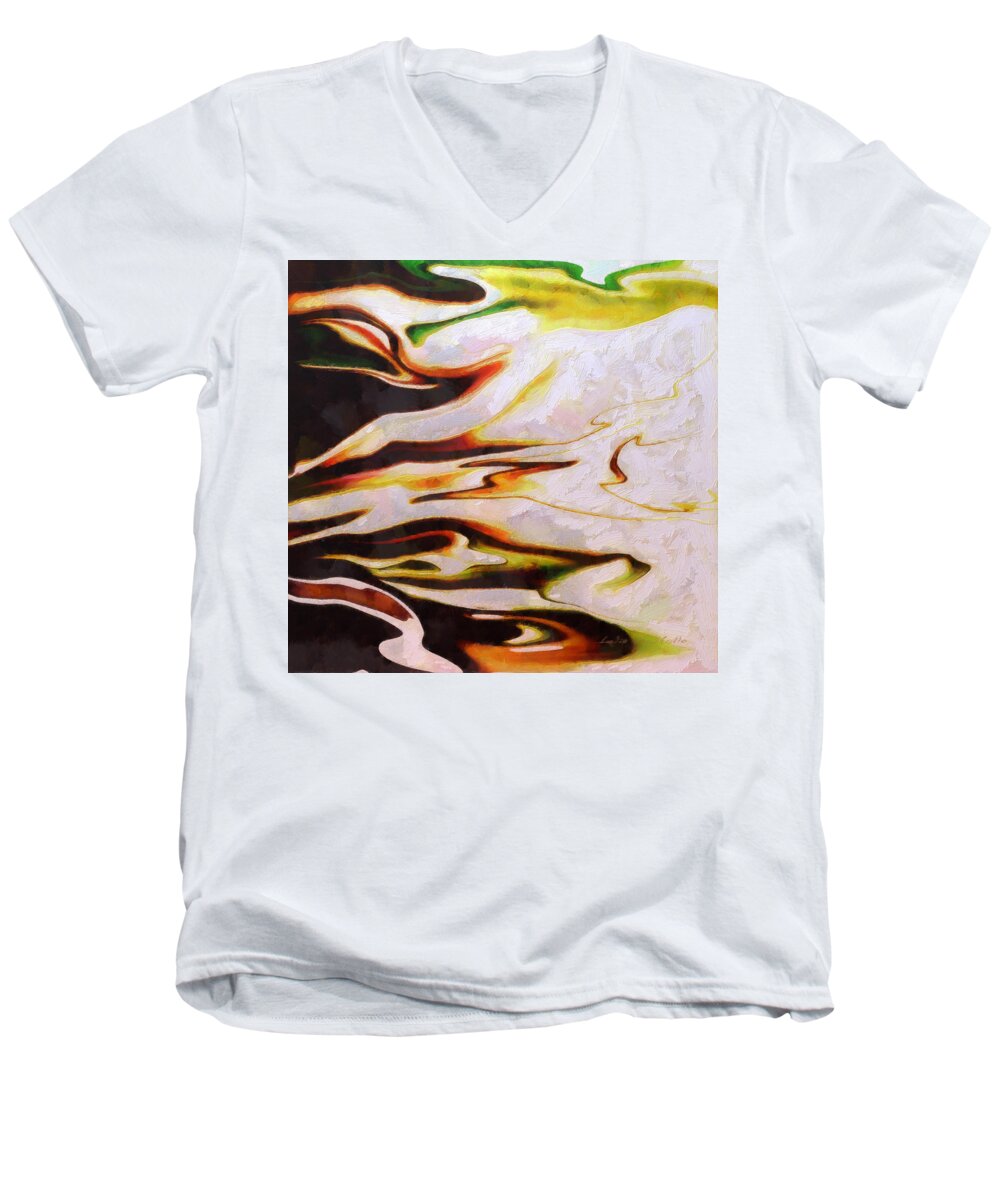 Abstract Men's V-Neck T-Shirt featuring the painting Abstract 27 by Lelia DeMello