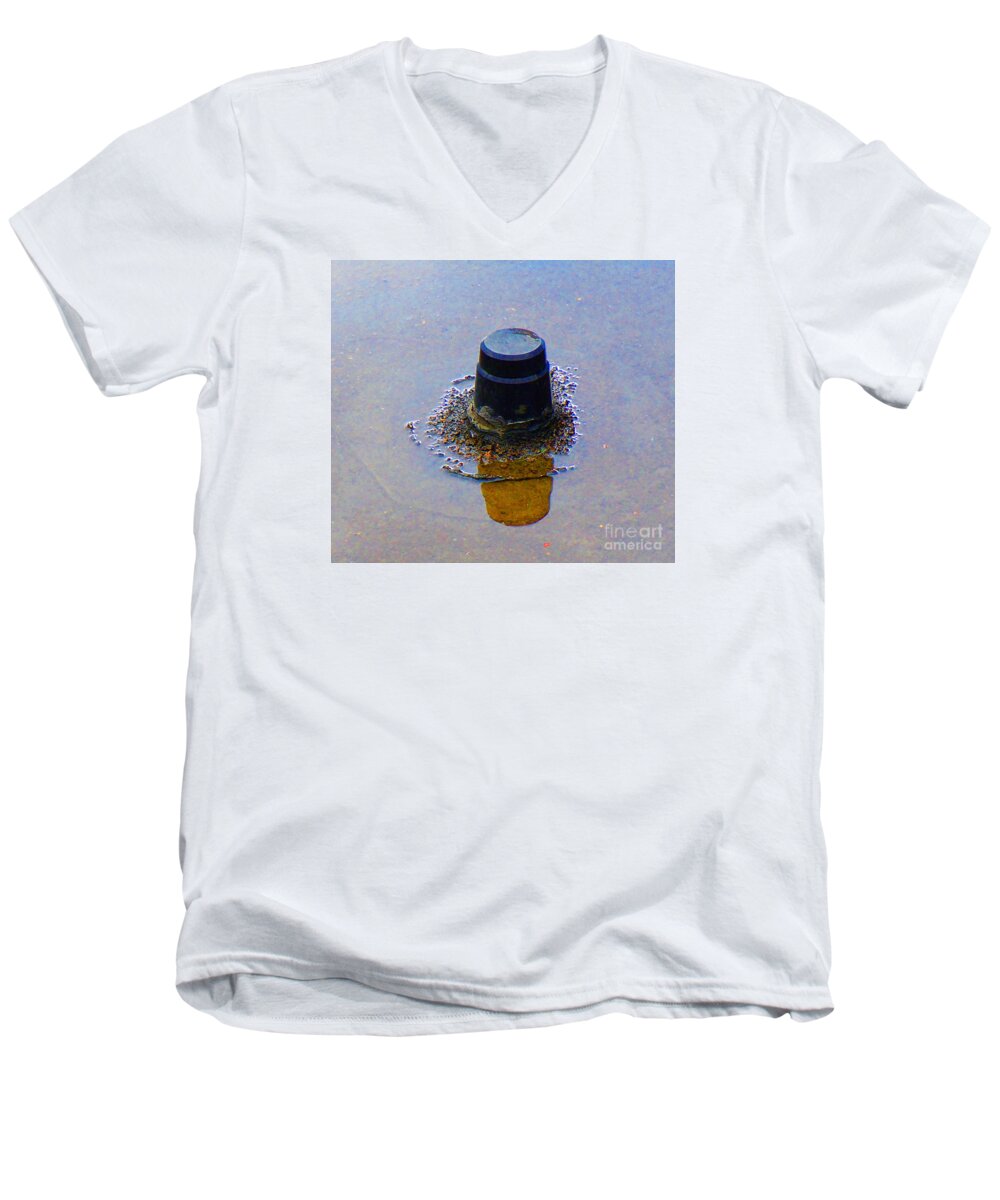  Men's V-Neck T-Shirt featuring the photograph Abstract 4 Brown Reflection from Blue Cap by David Frederick