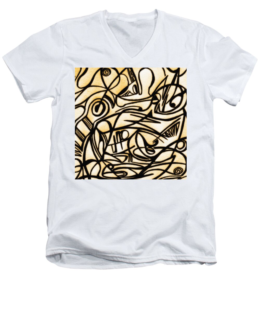 Flowers Men's V-Neck T-Shirt featuring the photograph Abstract Art Gold 2 by Sumit Mehndiratta