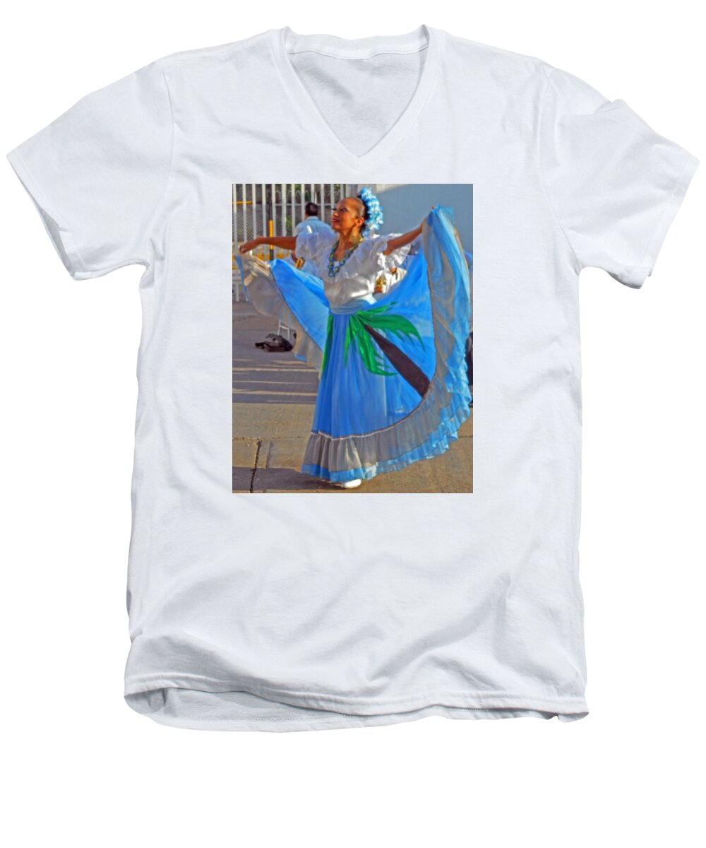Acapulco Men's V-Neck T-Shirt featuring the photograph Acapulco Dancer by Ron Kandt