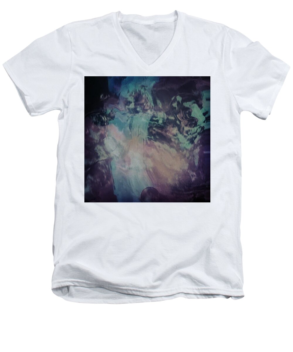 Digital Art Men's V-Neck T-Shirt featuring the digital art Acid wash by Kerri Thompson