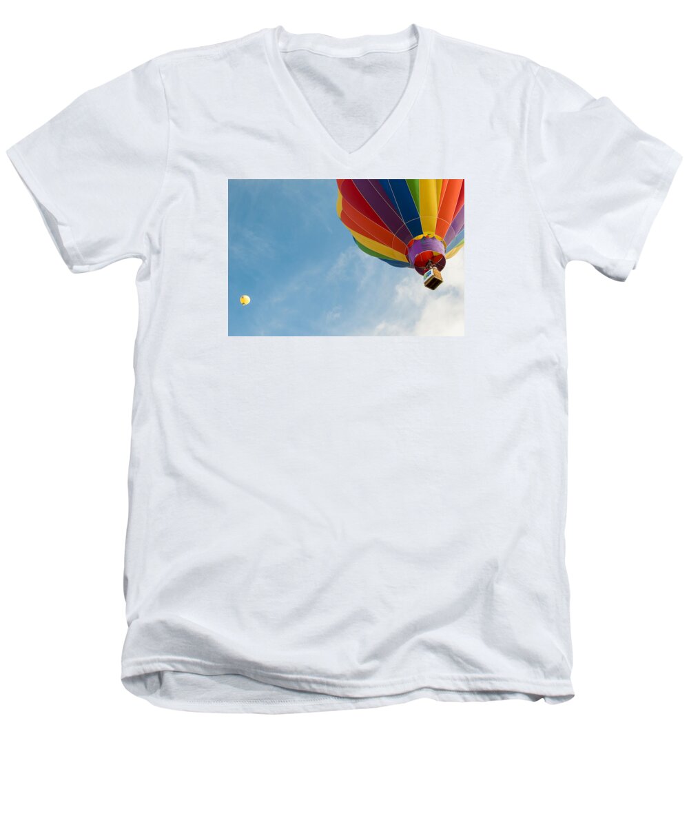 Hot Air Balloon Men's V-Neck T-Shirt featuring the photograph After liftoff by Stephen Holst