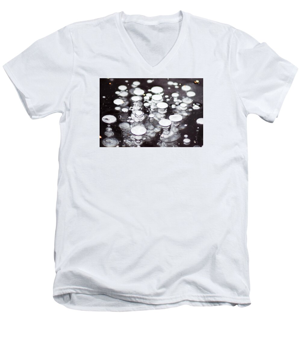 Bubbles Men's V-Neck T-Shirt featuring the photograph Air Trapped in Ice by Robert McKay Jones